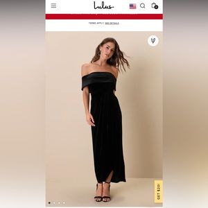 Lulu’s I'm Enchanted Black Velvet Off-the-Shoulder Maxi Dress Medium